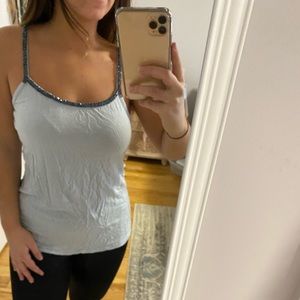 Baby blue bead-strapped super soft cami!